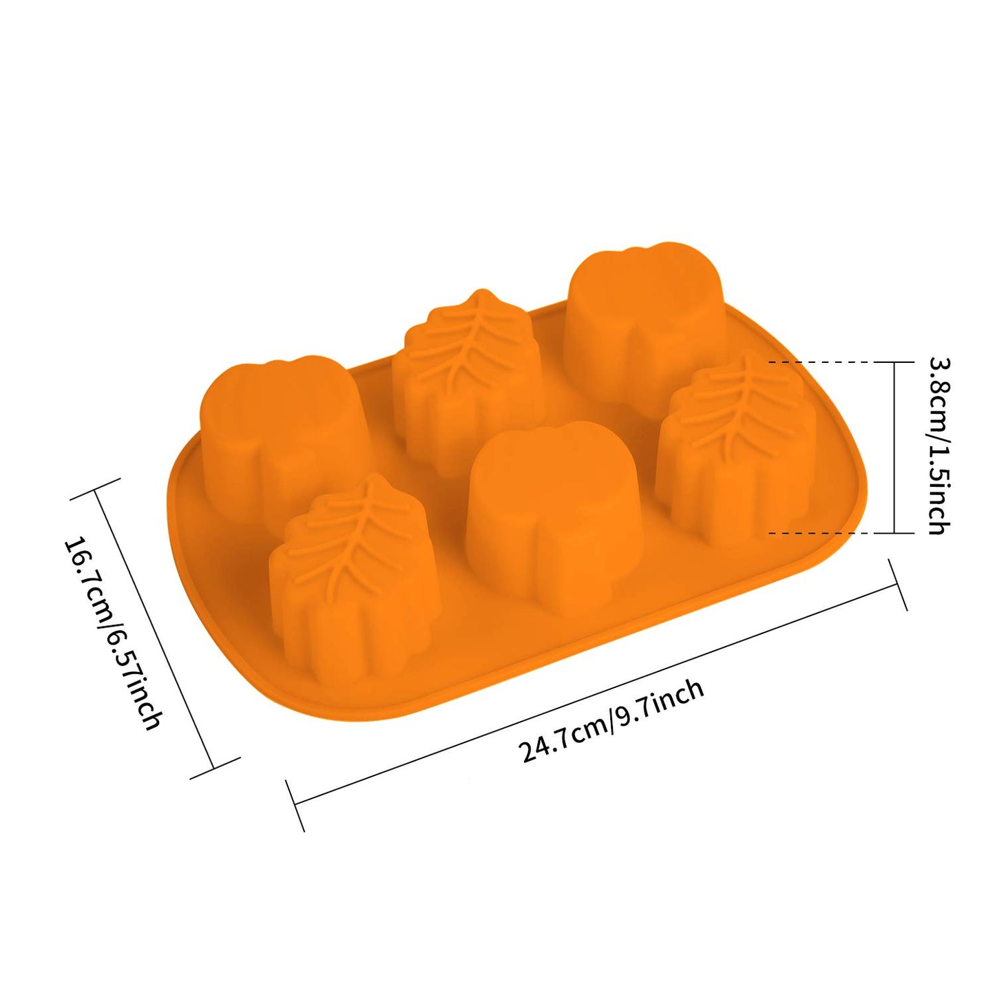 2 Pieces Pumpkin Leaf Silicone Molds 3D Thanksgiving Fall Theme Silicone Molds for Making Soap Candle Candy Muffins Chocolates Cake Decoration (Orange)