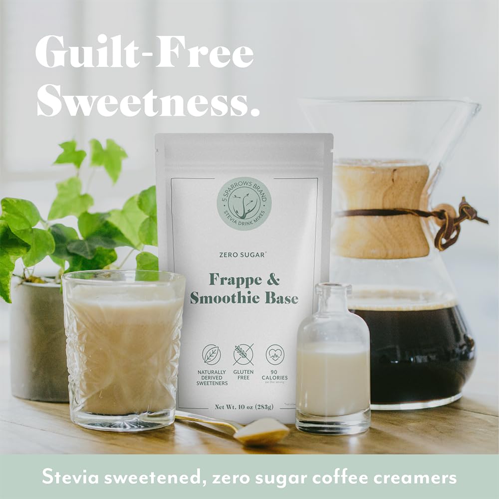 5 SPARROWS Sugar-Free Frappe, Milkshake and Smoothie Base- Stevia, Keto Friendly, No Sugar Frappe, 10 oz