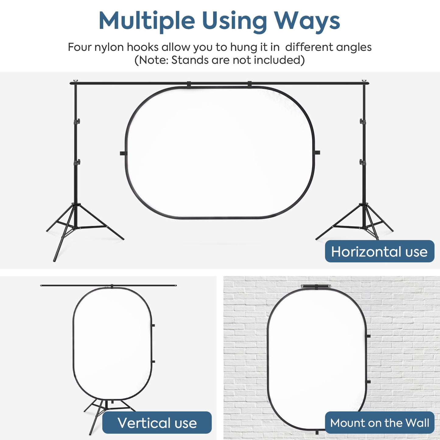 5X6.5ft Backdrop for Photography, Double Sided White Screen and Black Screen, 2 in 1 Collapsible and Reversible Background for Photography, YouTube Videos,and Live Streaming