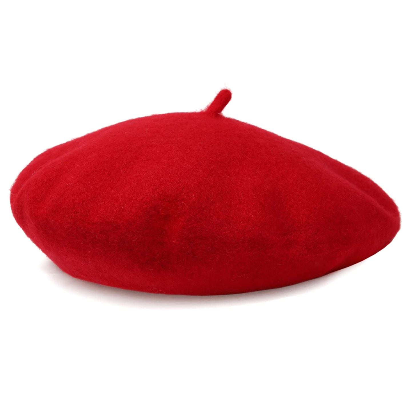 Women French Wool Beret Hats - Solid Color Classic Beanie Winter Cap(Red)
