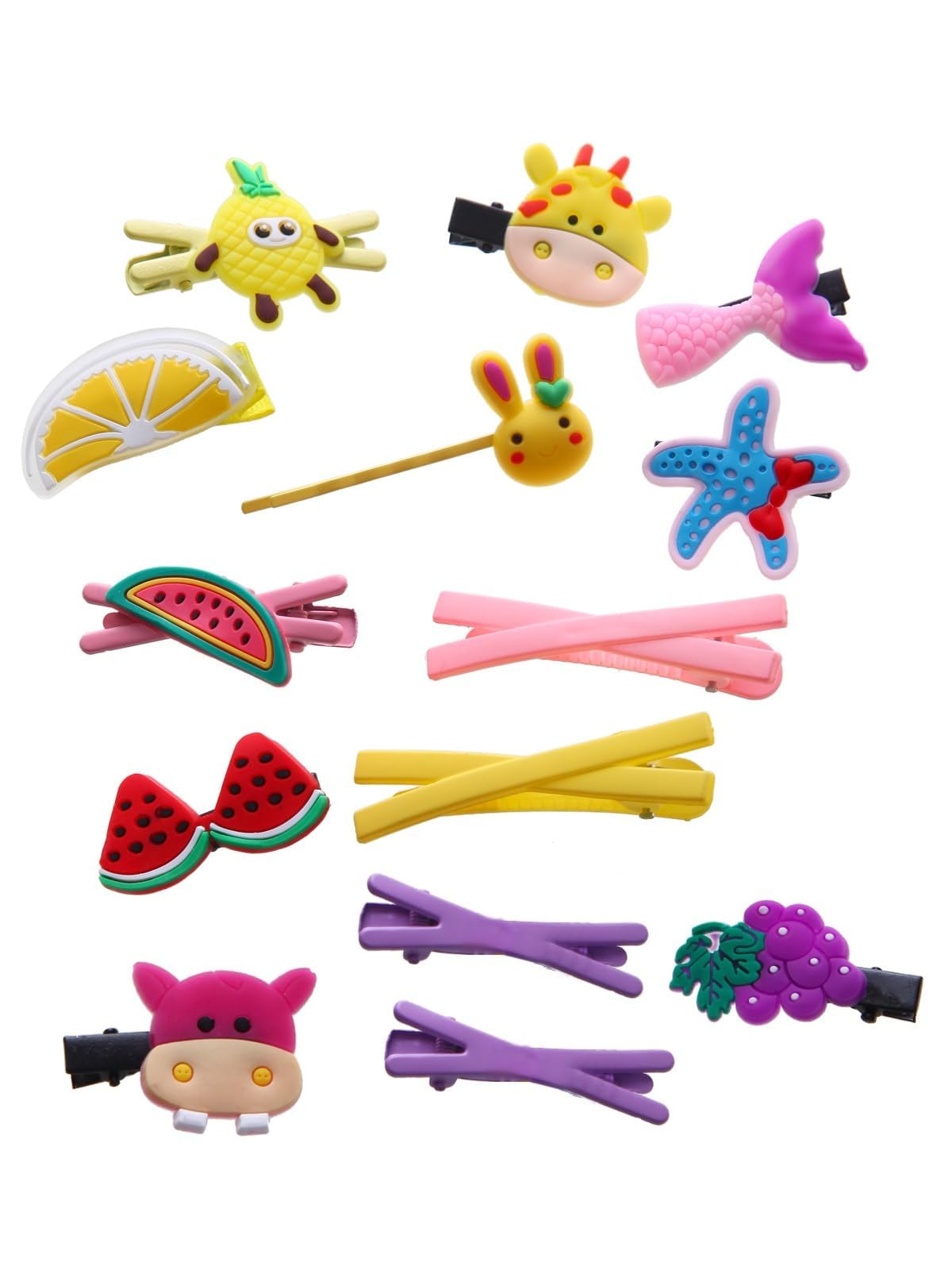 56PCS Toddler Hair Accessories Set: Colorful Rainbow Barrettes, Pins, Candy Fruits, Butterflies for Kids' Stylish Hairstyles