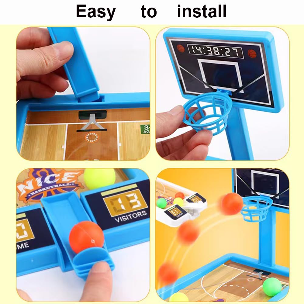 4 Pack Tabletop Basketball Game Toys, Basketball Party Favors Desk Games for Office for Adult to Reduce Stress, Basketball Gifts Idea Classroom Prizes for Kids Boys Girls