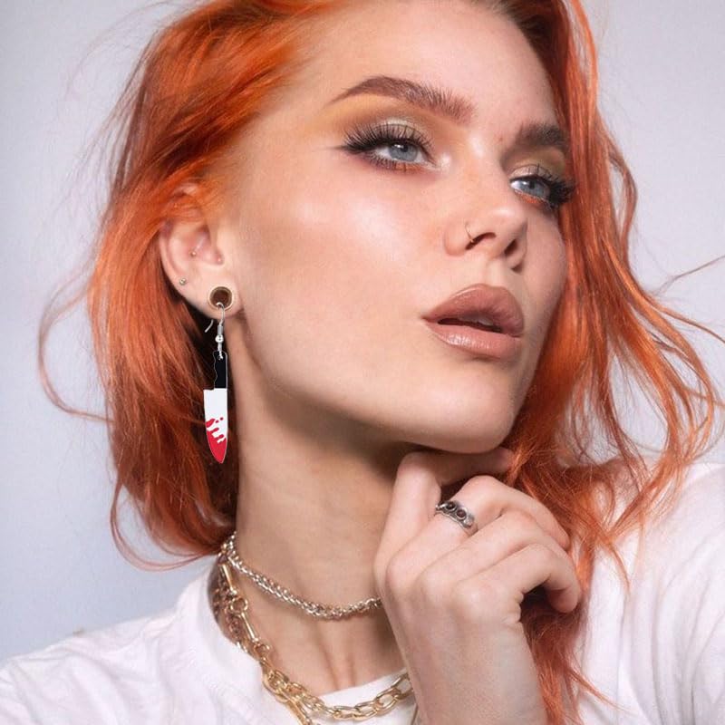 6 Pairs Halloween Knife Drop Dangle Earrings Sets for Women Acrylic Knife Earrings Halloween Horror Earrings Goth Knife Dagger Earrings Halloween Holiday Party Decor (6 Pairs Knife)