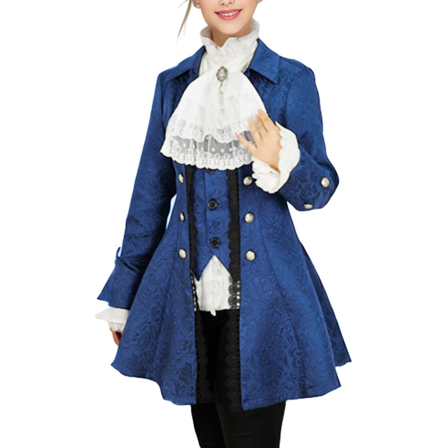 Women's Steampunk Pirate Jacket Medieval Gothic Tailcoat Victorian coat Costume(Z3007BU,S)