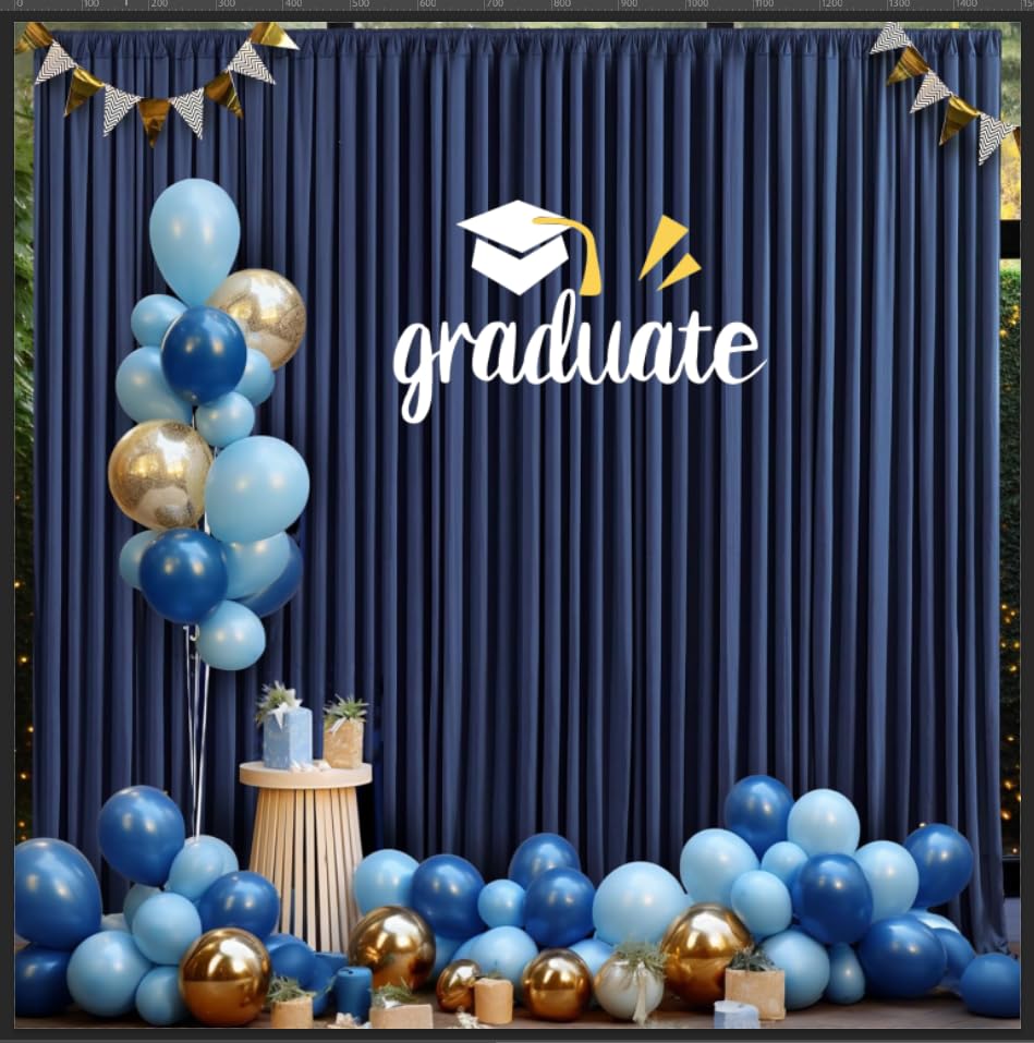 40ft×10ft Navy Blue Wrinkle Free Backdrop Curtains for Parties, 8 Panels 5×10ft Thick Silky Polyester Navy Photo Backdrop Drapes Curtains for Graduation Party Birthday Baby Shower Wedding Photography