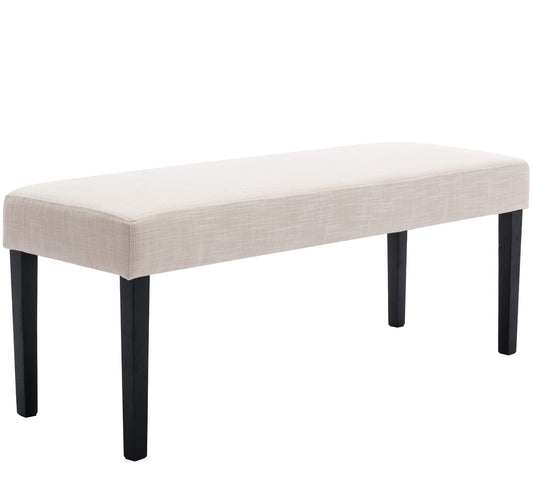 Wahson Farmhouse Linen Upholstered Dining Bench, 45" Long Dining Room Bench Seat with Black Wood Legs, Beige