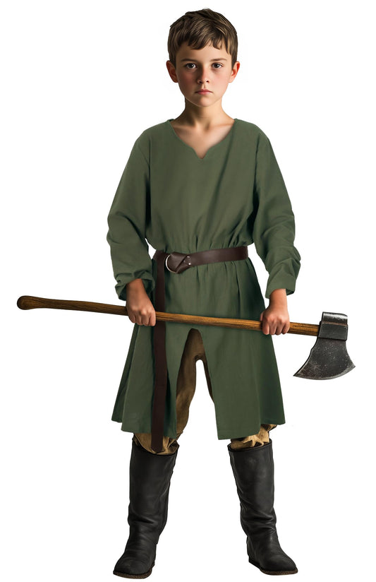 VZQI Kids Medieval Pirate Costume Tunic Renaissance Knight Warrior Viking LARP Halloween Green Boys Tops S