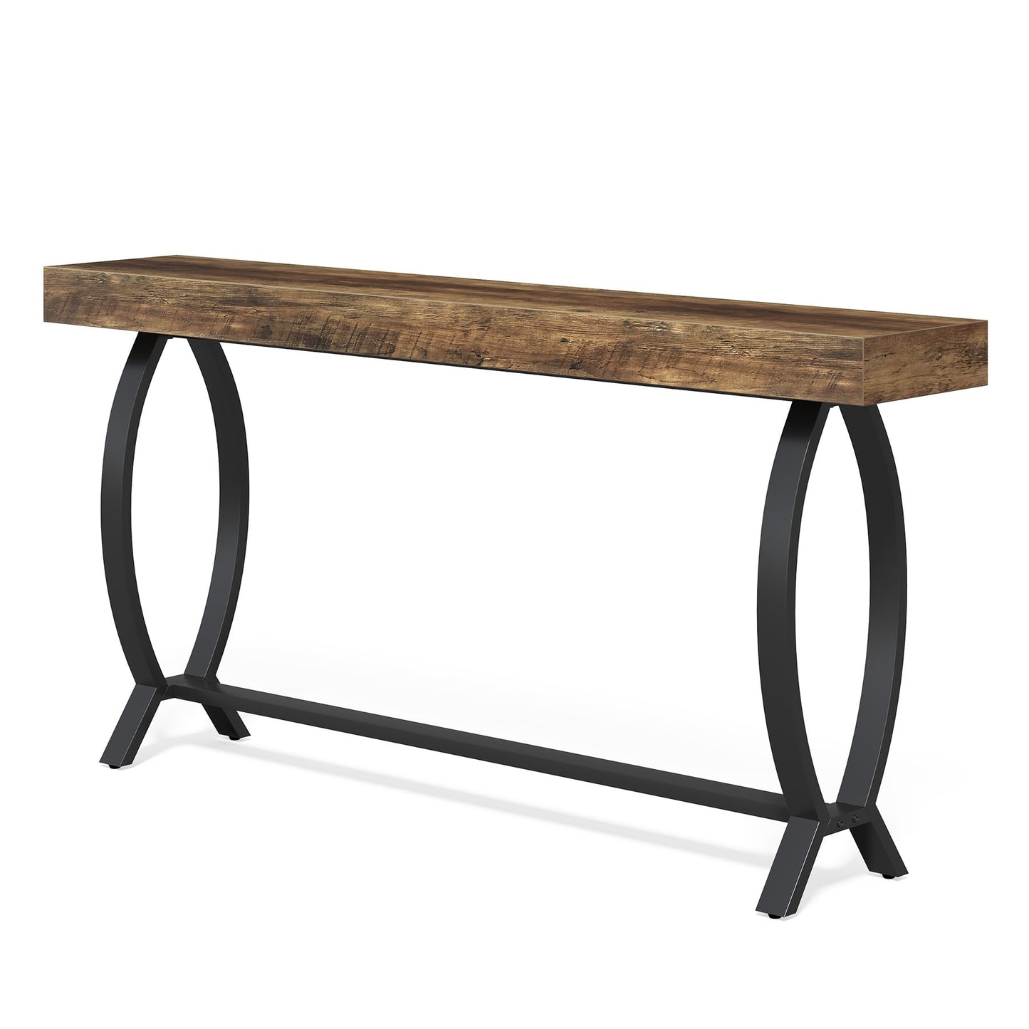 1Easylife 70.87 Inches Extra Long Console Tables for Entryway, Large Sofa Table Behind Couch, Rustic Brown Wooden Console Sofa Tables with Metal Fish-Shaped Legs for Living Room, Foyer Hallway Table