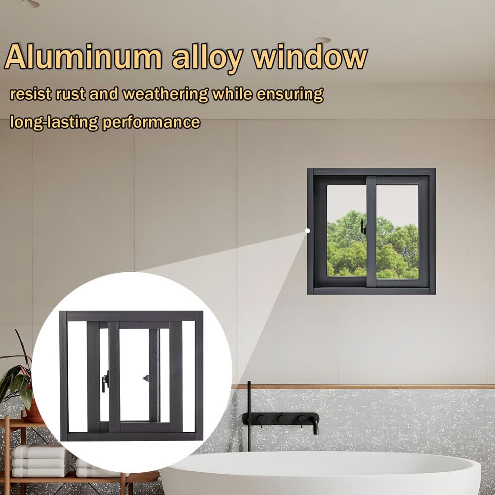 XIHAADOY Basement Window, Aluminum Alloy Sliding Windows, Replacement Windows for Houses, Small Windows for Bathroom Shed Chicken Coop Rv Garage, with Screen Window,Black,20x12in / 51x30cm(WxH)