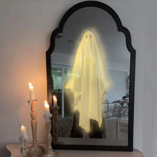 2025 Novelty Ghost Mirror with Creepy Eyes Ghost Halloween Ghostmirror Eerie Haunted House Apparition Indoor DIY Ghost Mirror for Halloween Decor (Frame B)