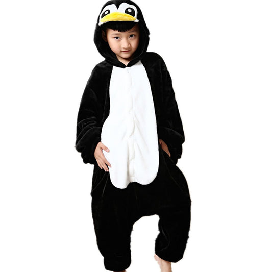 WAFUNNE Kids Penguin Costume Cosplay Halloween Animal Onesie for Boys Girls Child Penguin 120