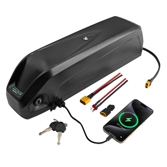 48V Ebike Battery 10Ah 16Ah 20Ah Electric Bike Lithium Battery for 0-1500W Electric Bike/E-Bike Motors, with 2A Fast Charger 30A BMS, Indicator Light, Safe Lock, USB Port(48V 20Ah)