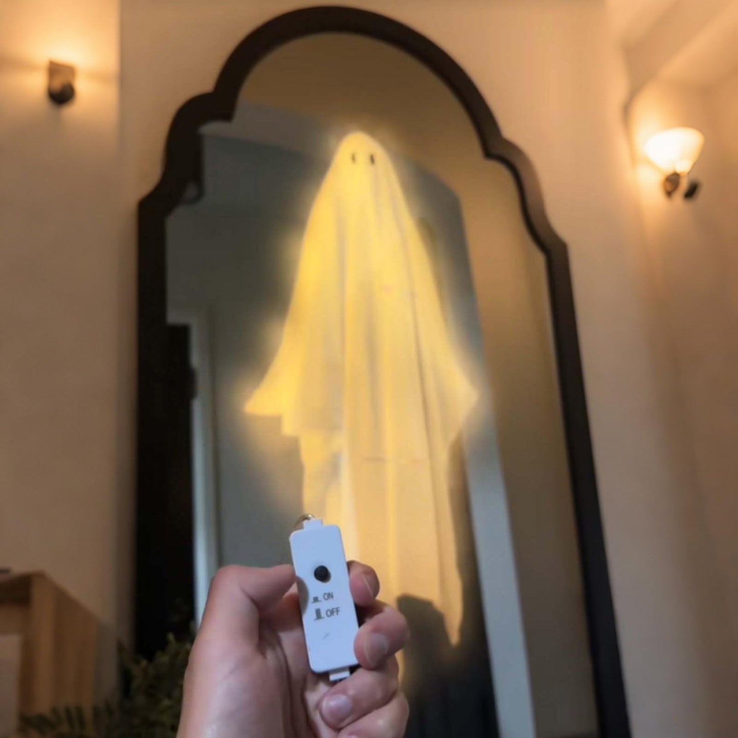 2025 Novelty Ghost Mirror with Creepy Eyes Ghost Halloween Ghostmirror Eerie Haunted House Apparition Indoor DIY Ghost Mirror for Halloween Decor (Frame B)