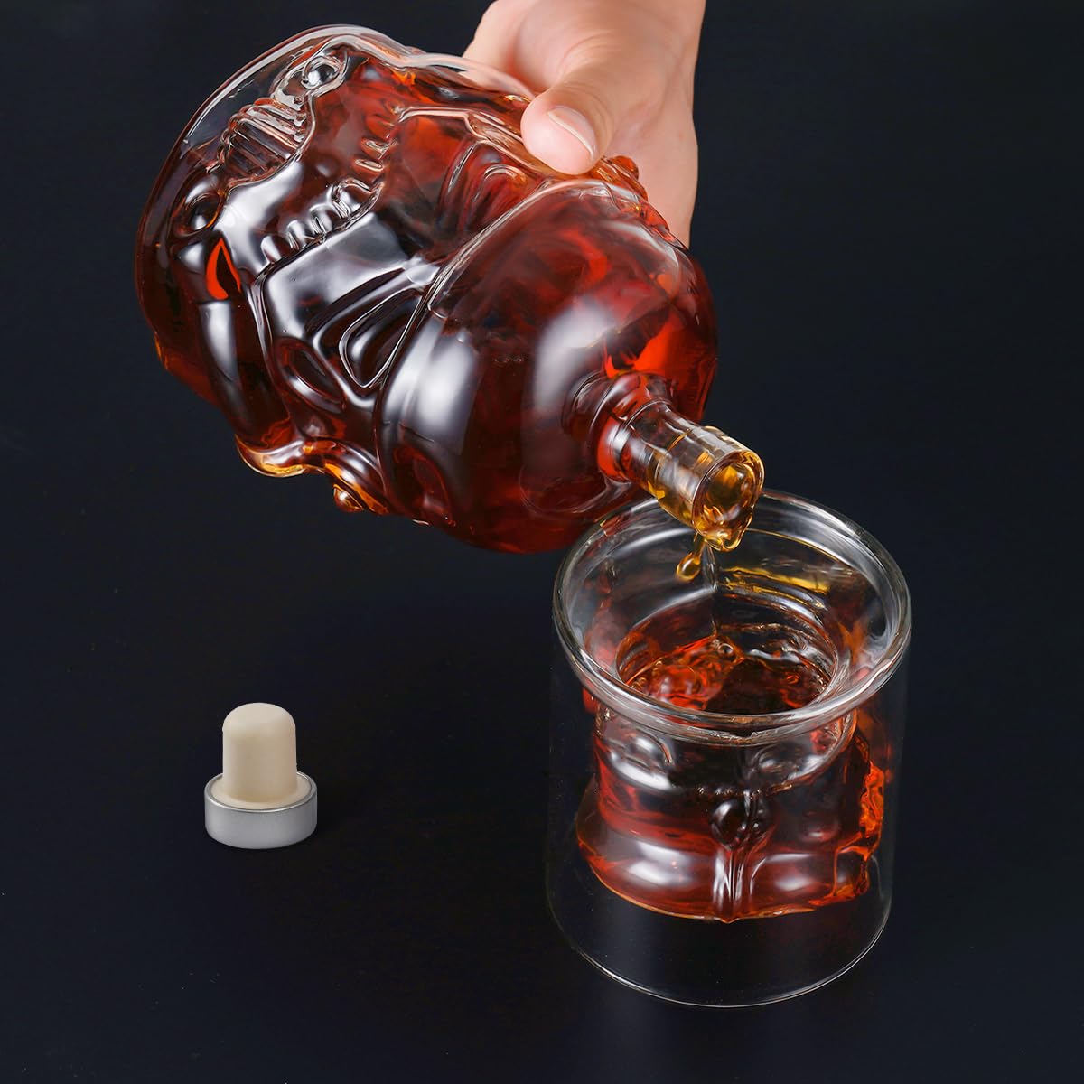 Whiskey Decanter With 2 Glasses, Transparent Creative Flask Carefe Decanter for Brandy, Scotch, Bourbon, Vodka, Liquor Christmas Gift for Men,Dad,Husband,Boyfriend