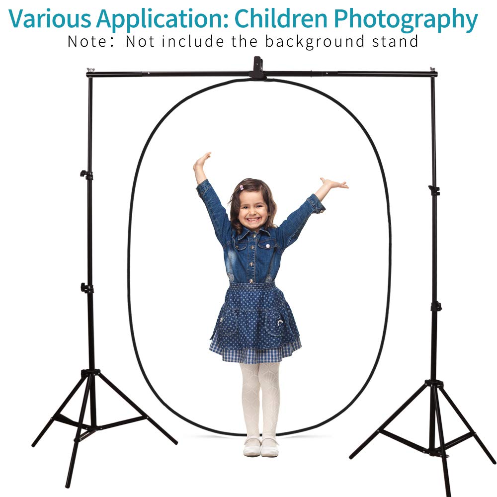 5X3.3 ft (1.5mX1m) 2 in 1 Polyester Muslin Black White Collapsible Reflector Backgrounds Portable Collapsible Reversible Photography Backdrop with Carrying Bag