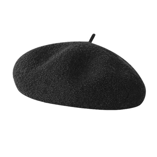 Wool Berets for Women - Classic French Beret Hats for Women and Kids, Solid Color Artist Style - Black Beret