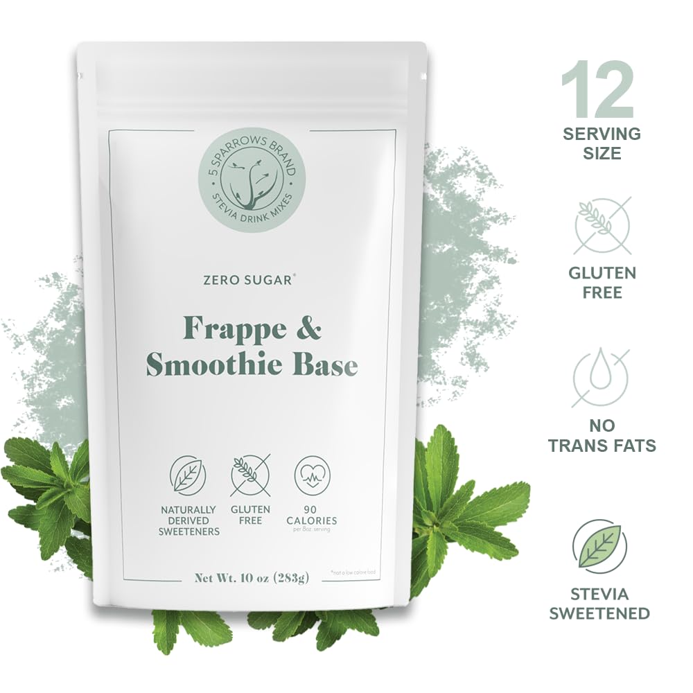 5 SPARROWS Sugar-Free Frappe, Milkshake and Smoothie Base- Stevia, Keto Friendly, No Sugar Frappe, 10 oz