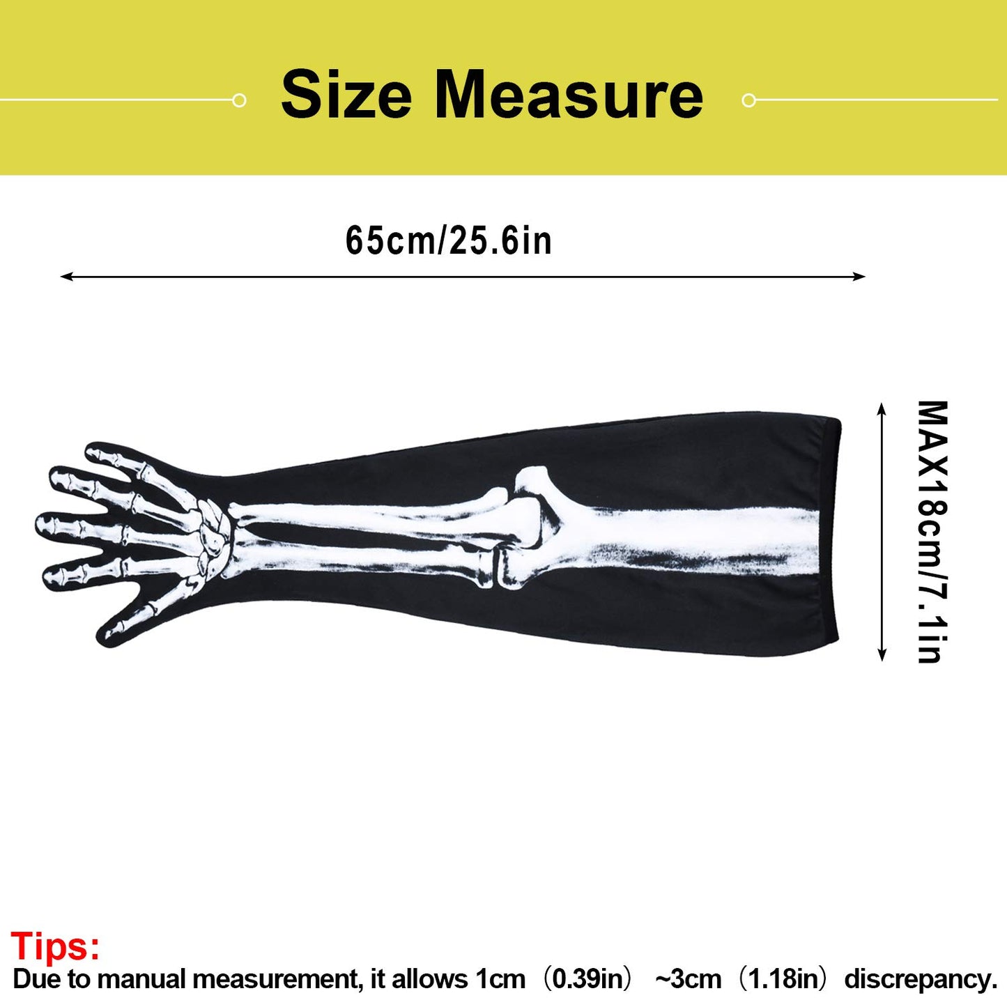 WTACTFUL Skeleton Gloves for Men Women Full Finger Bone Long Arm Length Gloves Ghost Skull for Halloween Party Dance Costume 03