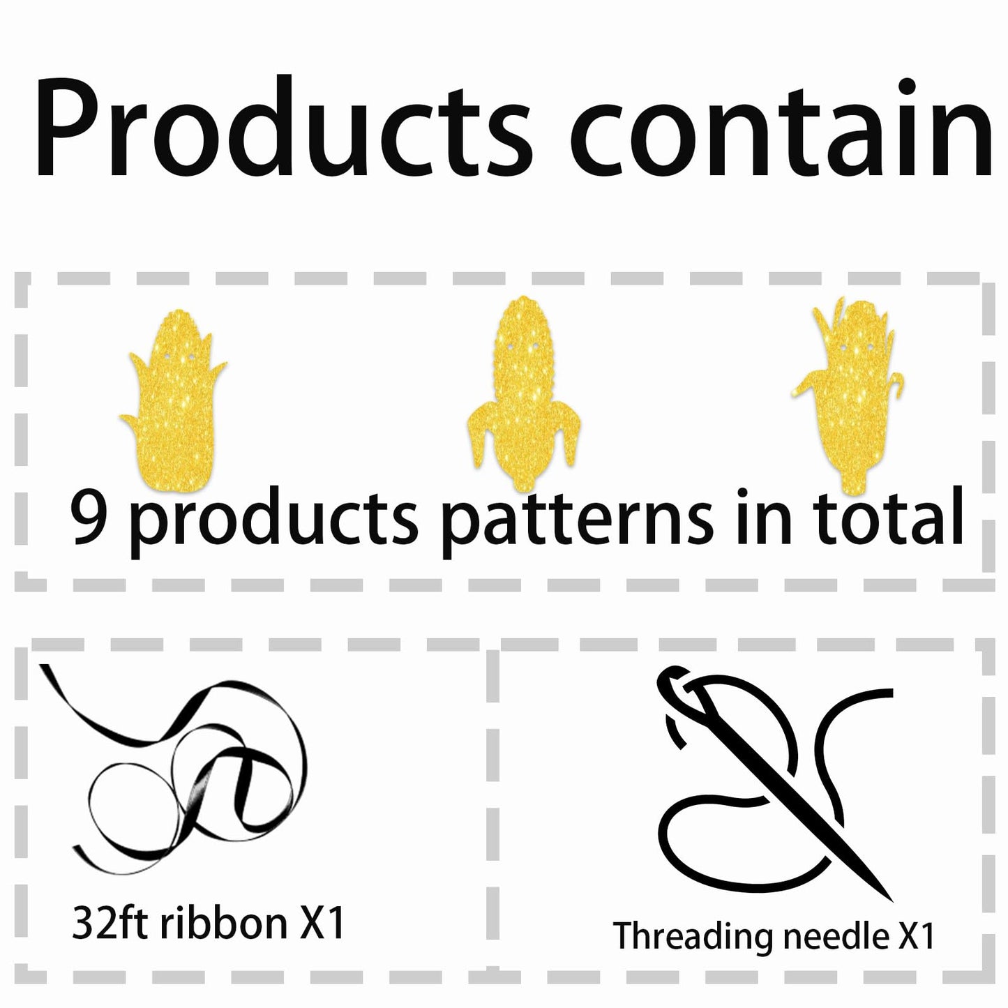 Y 9pcs Gold Glitter Silhouette Banner for Vegetable Corn Theme Party Background Decorations Men Women Happy Birthday Party Decor Supplies