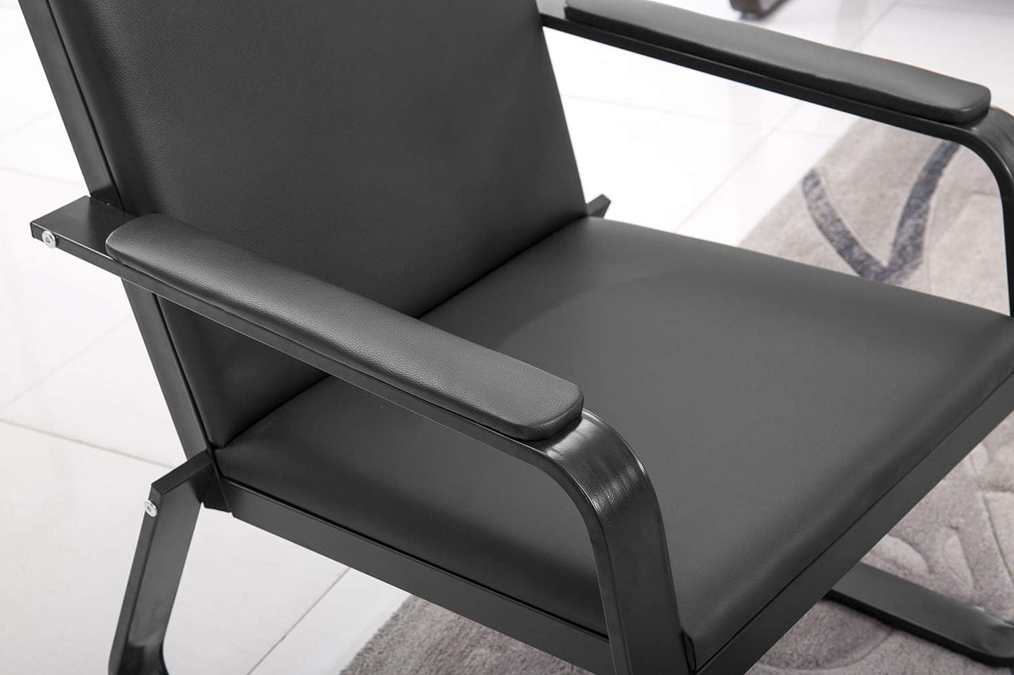 wonline Waiting Room Chair with Armrest PU Leather Office Furniture Bench Office Guest Seating Lobby Conference Reception Chairs for Airport Clinic Hospital Bank Salon Barber