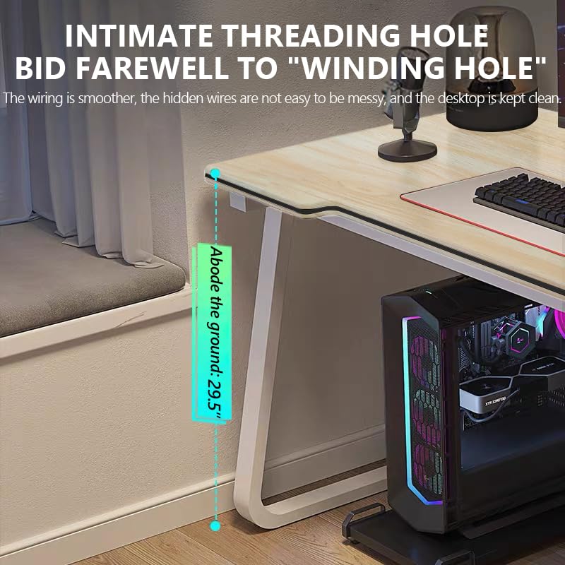 XUEGW Gaming Desk Computer Writing Table Student Art Modren Simple Style PC Wood Suitable Portable Desk for Home, Office