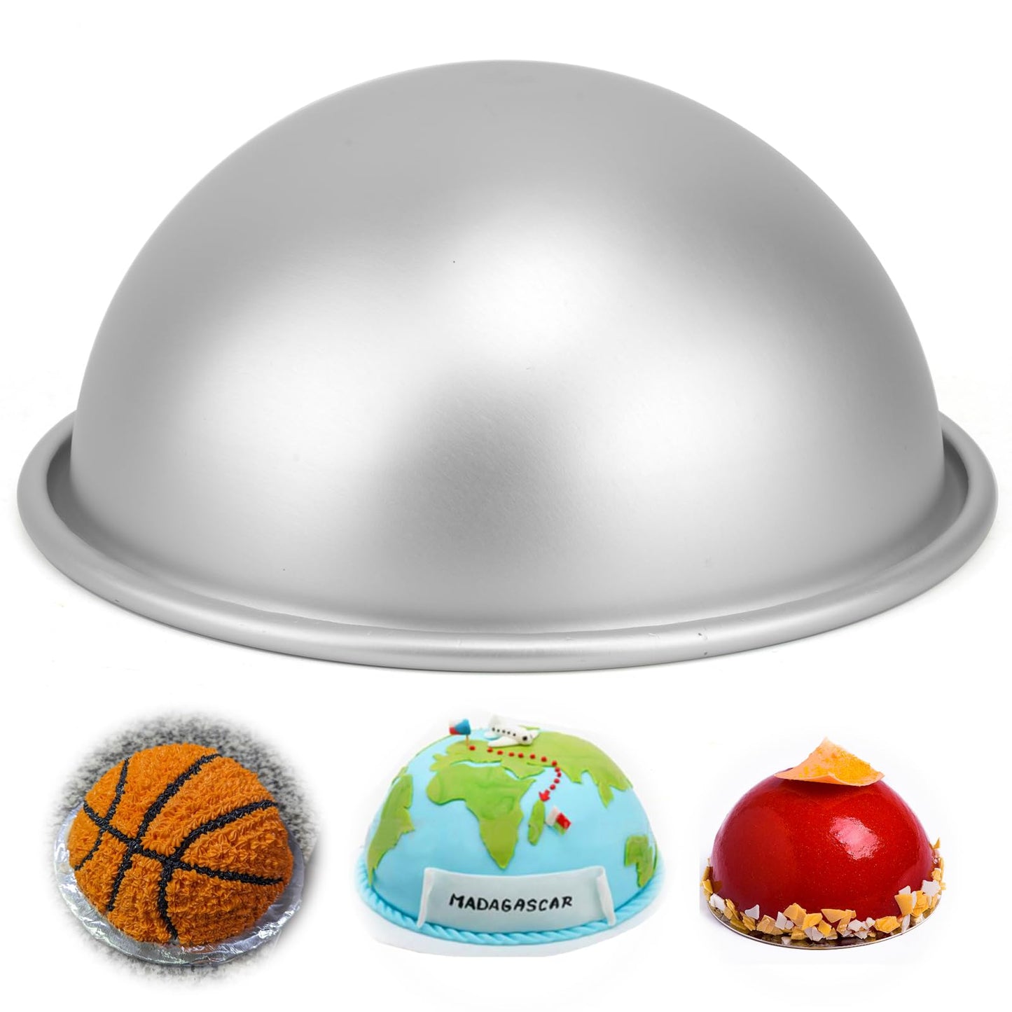 6 Inch Dome Cake Pan, DIY 3D Half Football Soccer Shaped Hemisphere Cake Mold, Aluminum Alloy Cake Molds Nonstick Baking Tools