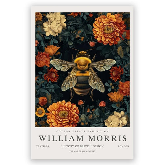 William Morris Bee Canvas Wall Art Prints Nature-Inspired Botanical Flower Posters Vintage Bumble Bee Animal Wall Decor for Office Living Room Bedroom Decor Aesthetic 8x12in Unframed