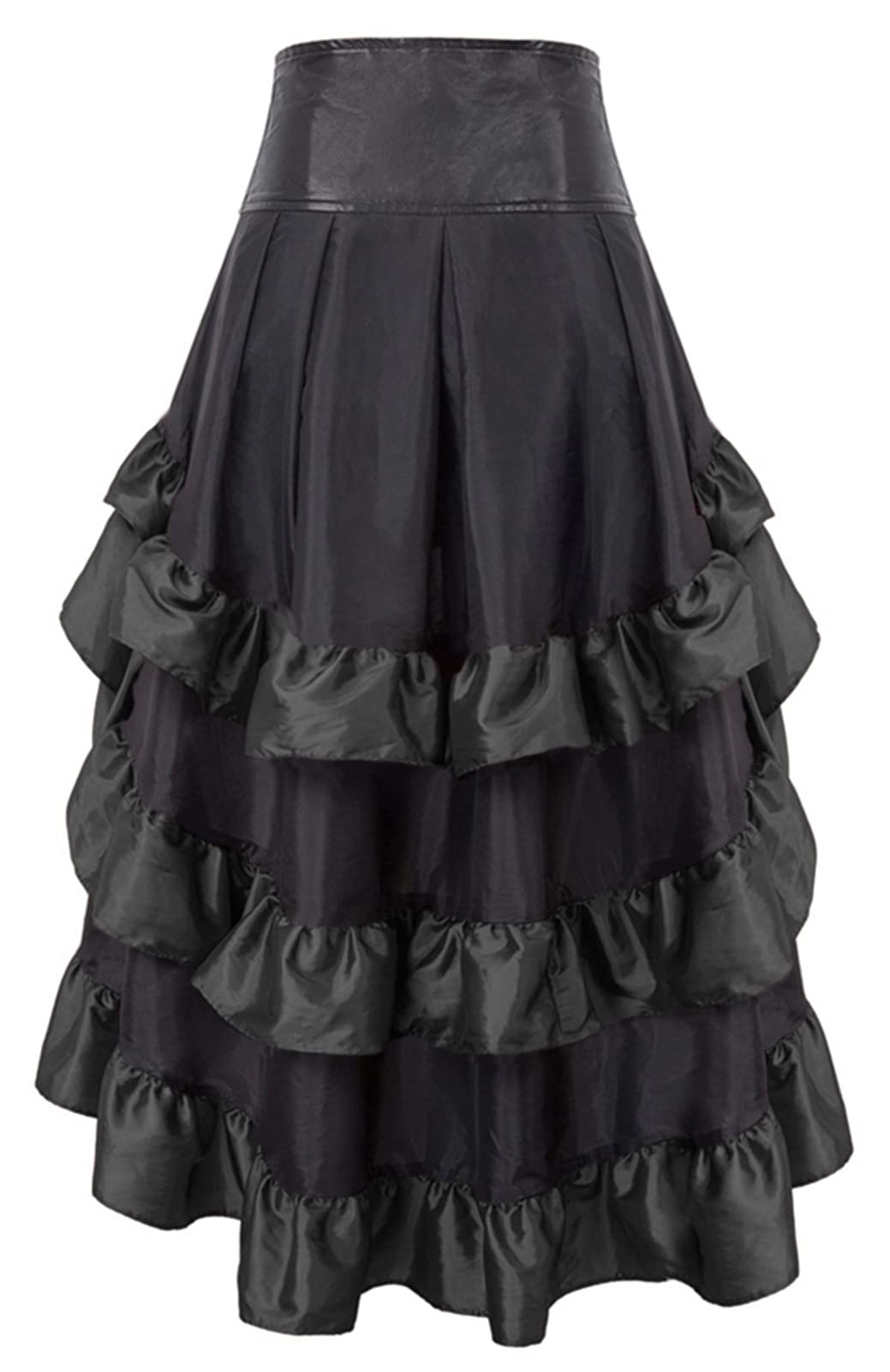 Women's Steampunk Pirate Plus Size Gothic Retro Cosplay Renaissance Ankle Length Medieval Victorian Skirt - Black S