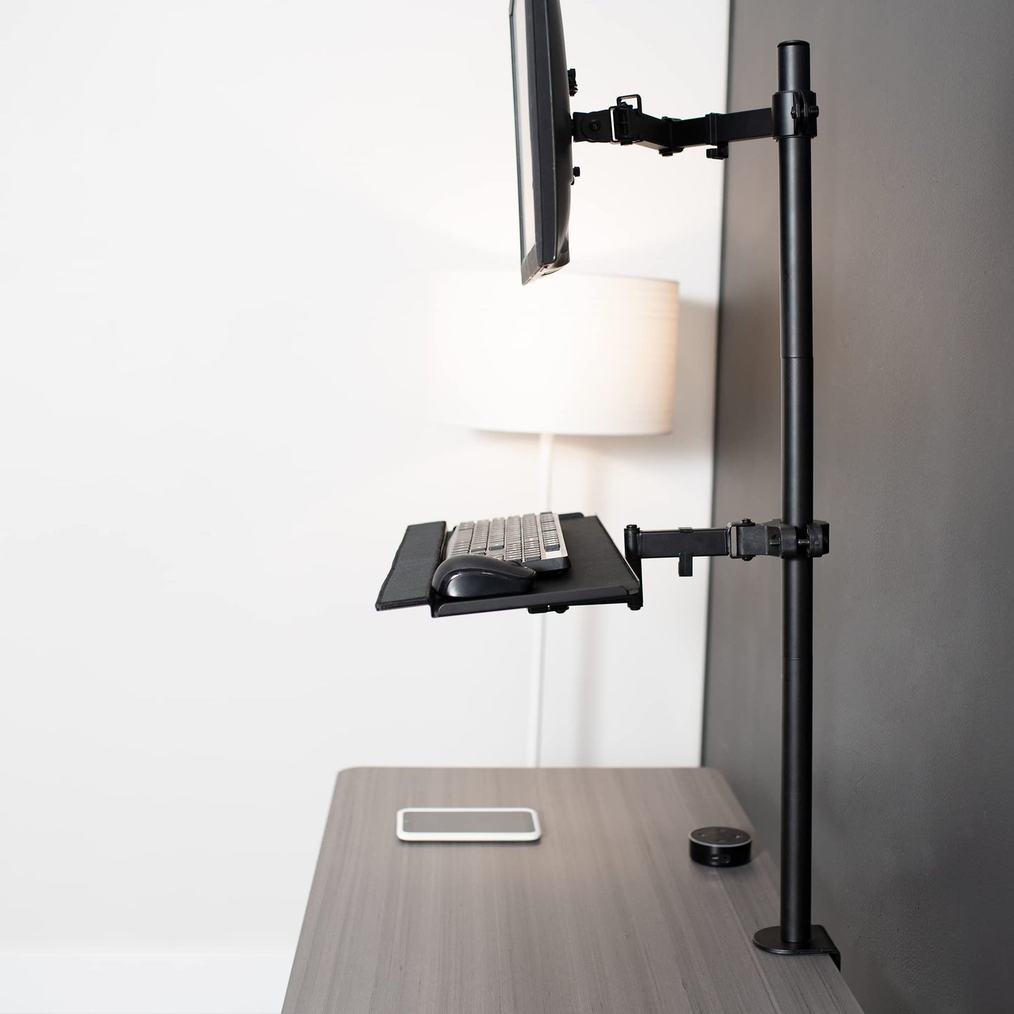 VIVO Universal 26 Inch Keyboard and Mouse Tray Pole Mount, 360 Degree Rotation, Neutral Writing Position, Black, Mount-POLEKB
