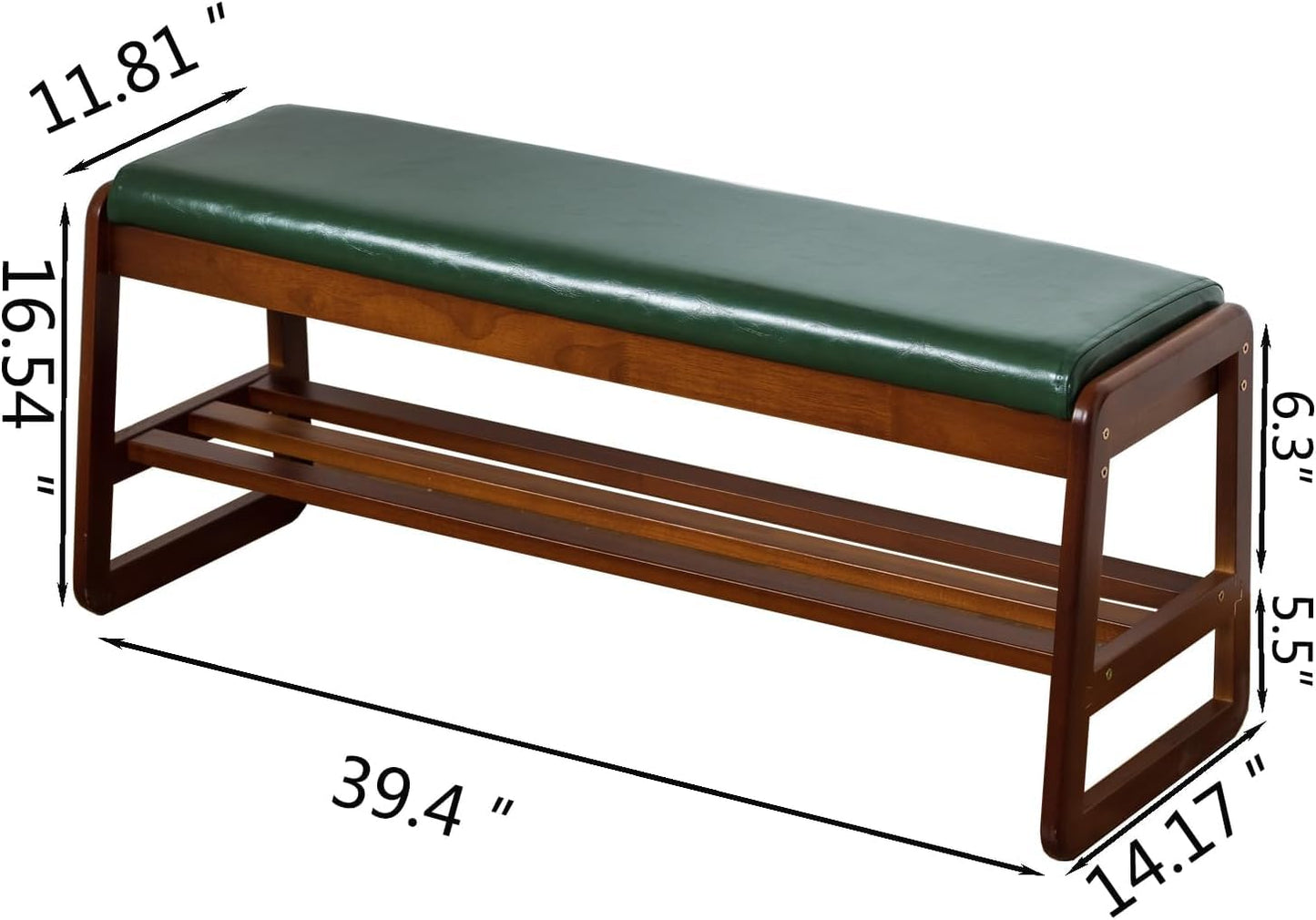 ABAMFUR Shoe Rack Bench, Solid Wood Entryway Bench with Flip-Open Storage Box for Entry, Hallway (Green-39.4")