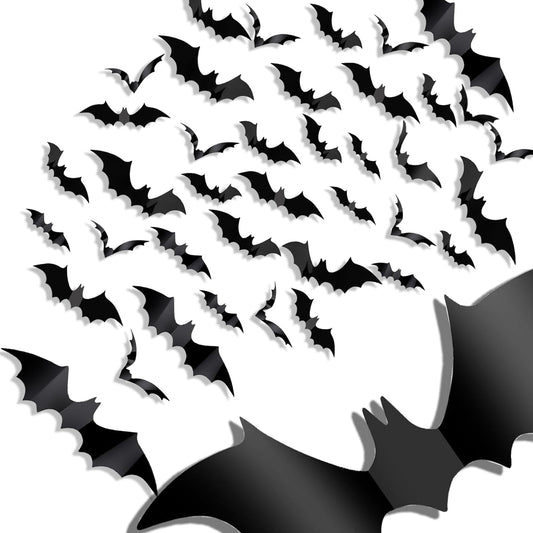 70Pcs Halloween Bats Decoration 3D Bats for Halloween Wall Decoration Indoor Window Decal Halloweens Home Party Decoration Supplies