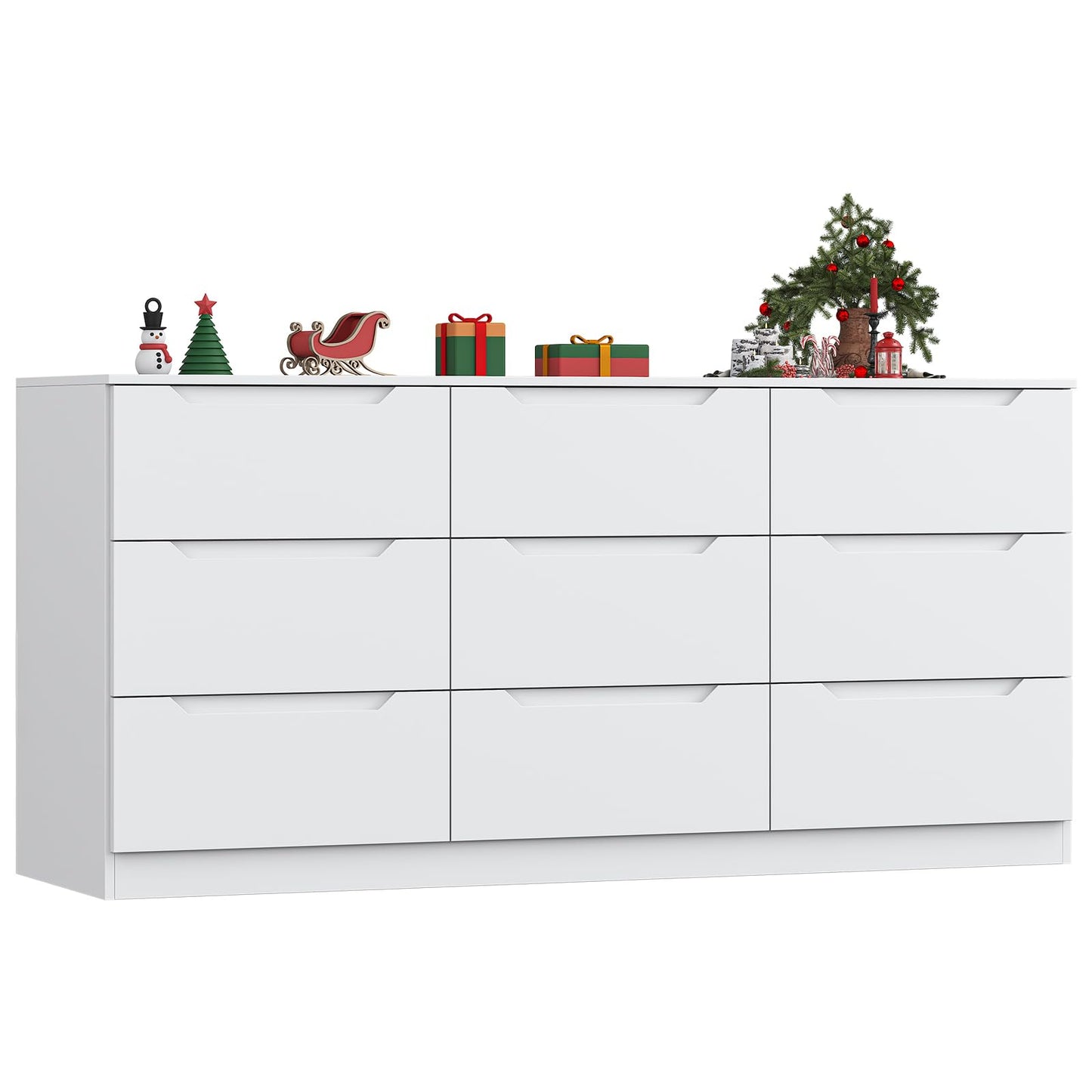 Winkalon 9 Drawer Dresser,62” Wide Chest of Drawer Dresser, Modern Storage Cabinets with Large Wood Drawer for Bedroom, Living Room, Entryway, Office White