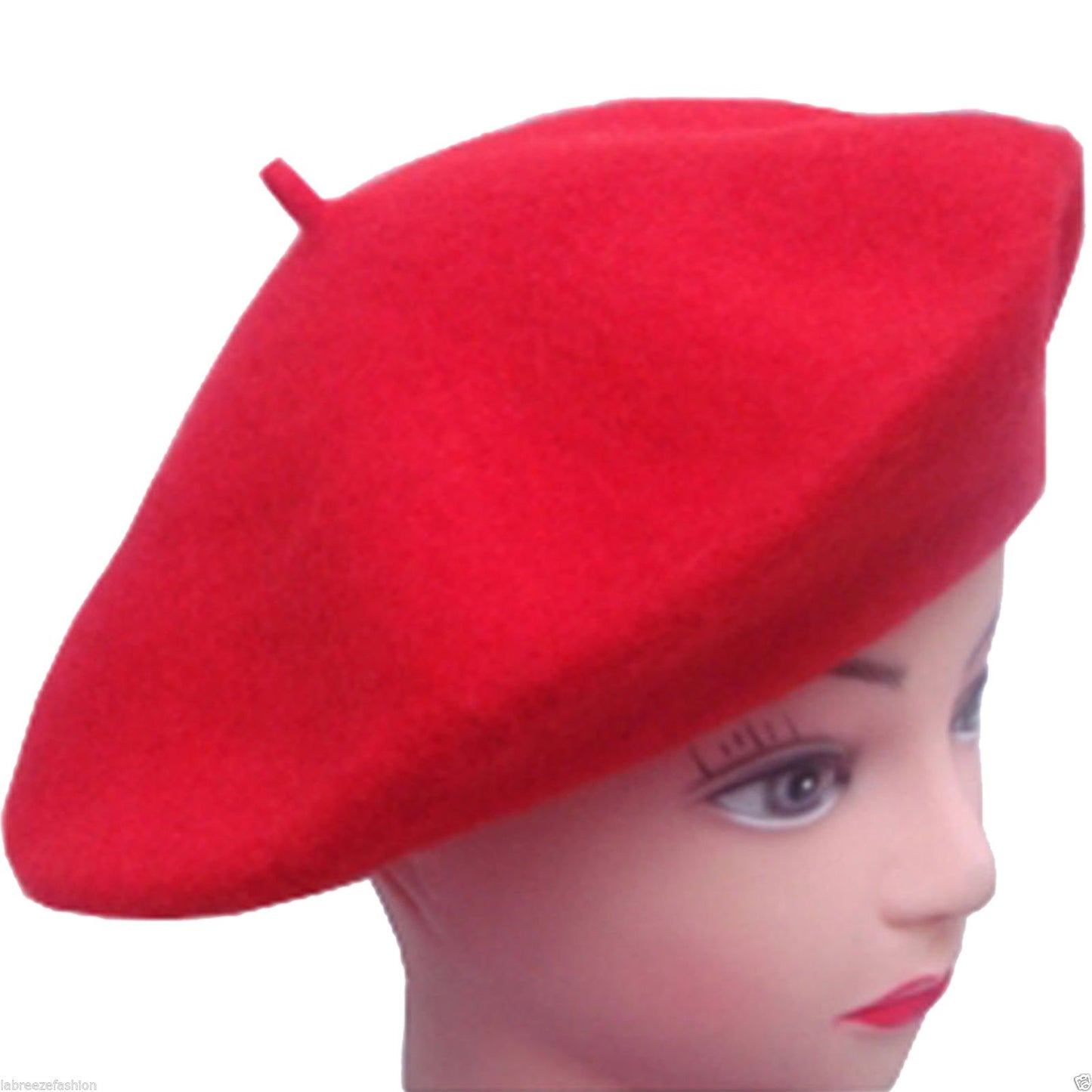 Women French Wool Beret Hats - Solid Color Classic Beanie Winter Cap(Red)