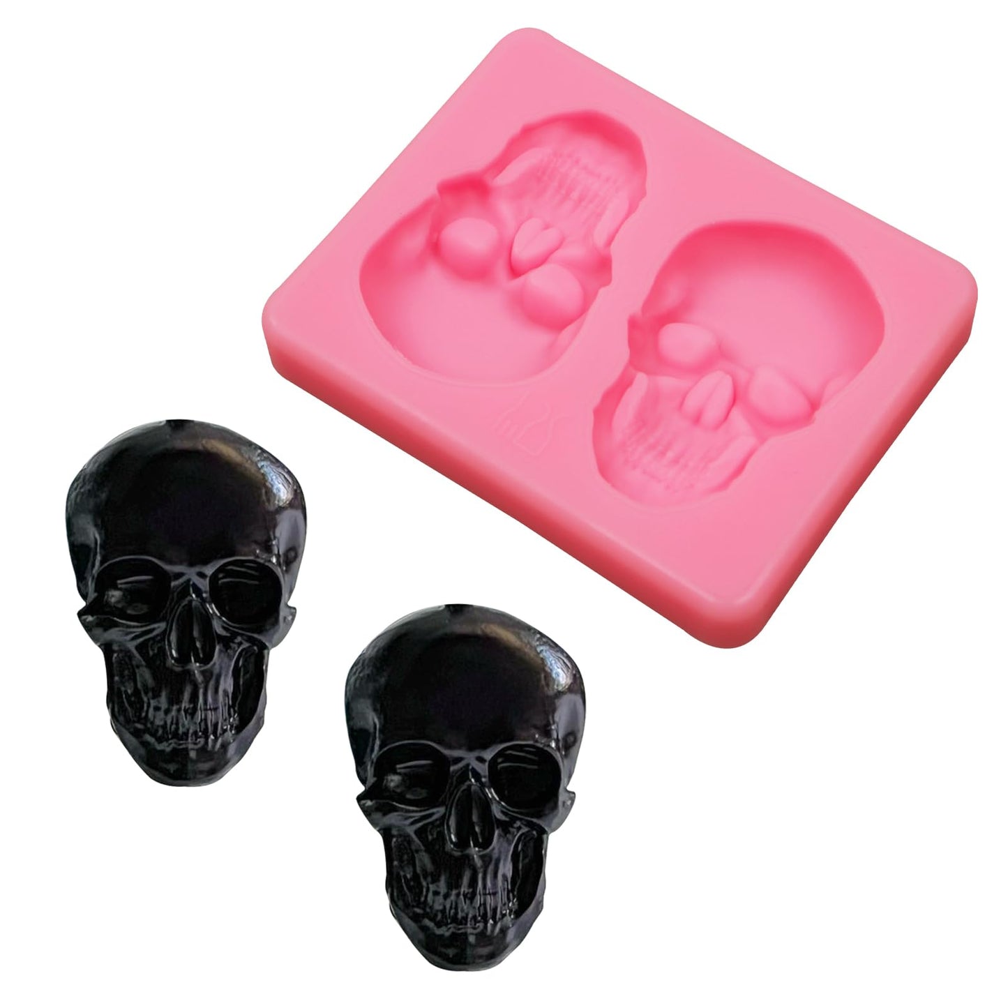 3D Skeleton Skull Halloween Silicone Fondant Molds 3 Pcs, Halloween Party Chocolate Candy Clay Moulds for for Cake Decoration Sugar Cupcake Topper Cake Pop Popsicle Polymer Clay Crafts