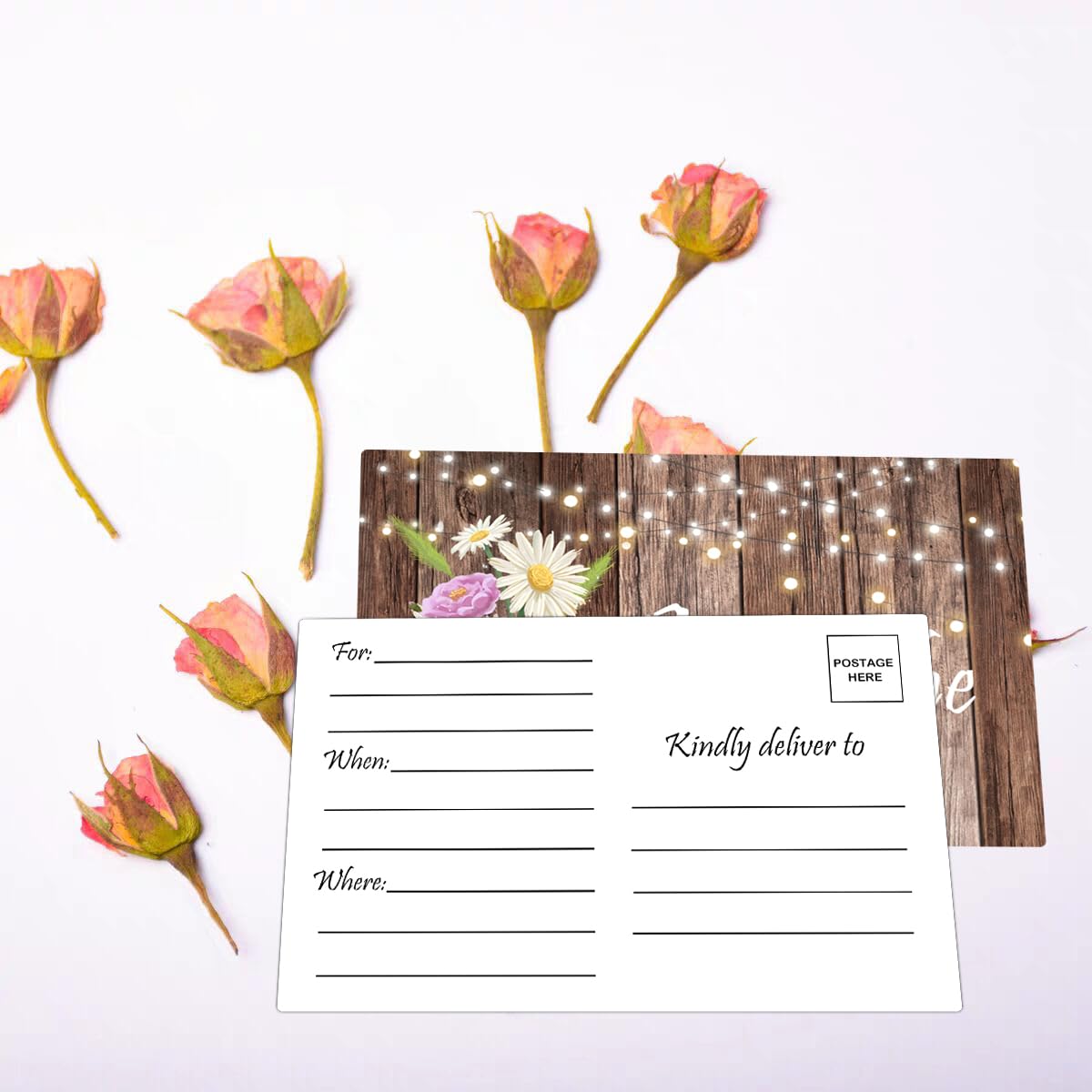 4" x 6" Rustic Save The Date Postcards 50pcs Birthday Invitation Event Reminder Cards Wedding Invitation Cards with Mailing Side for for Wedding, Engagement, Anniversary, Baby Shower, Birthday Party