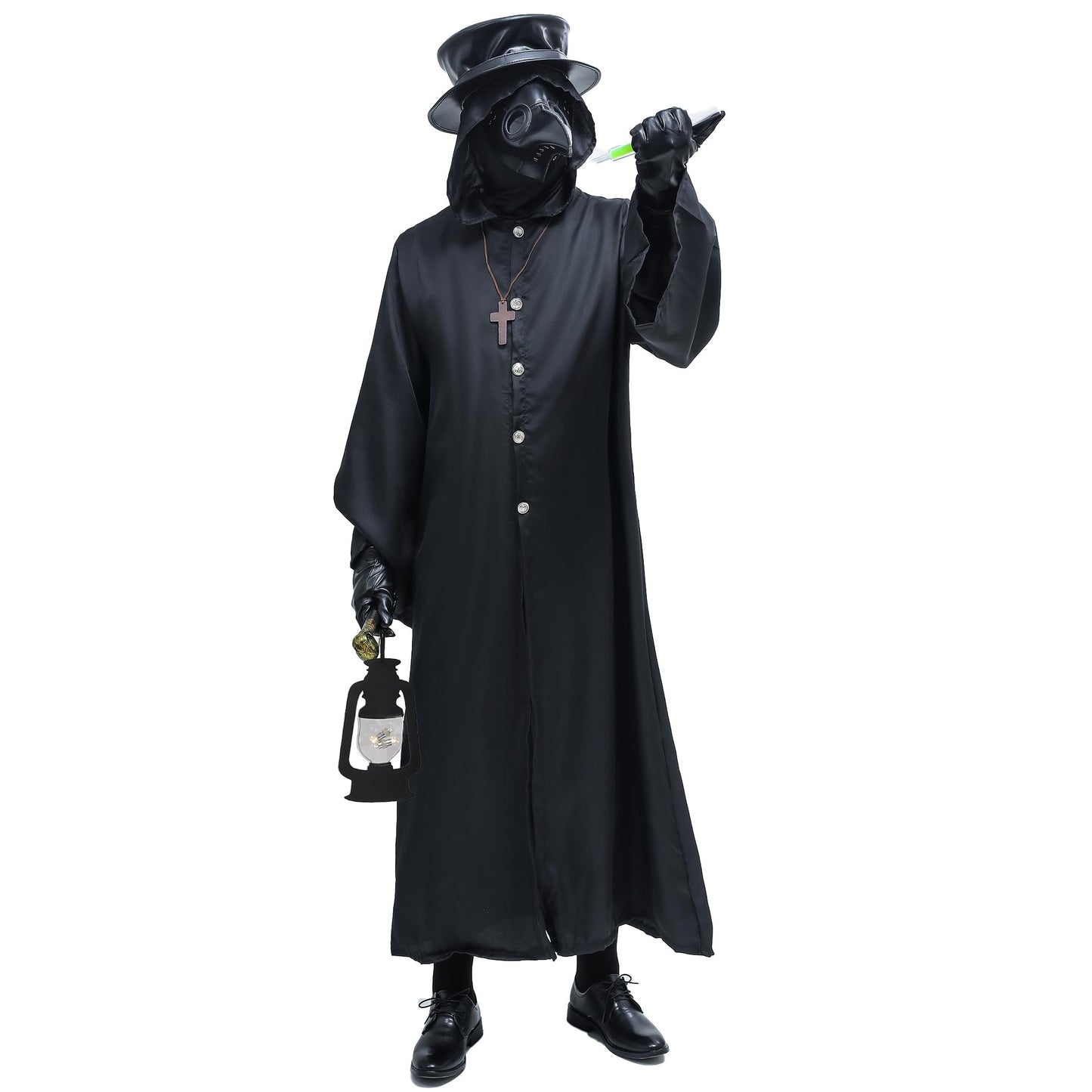 Absolute Vibe Plague Doctor Bird Mask and Hat Combo Set Halloween Costume Steampunk Cosplay Props (M, BLACK-001)