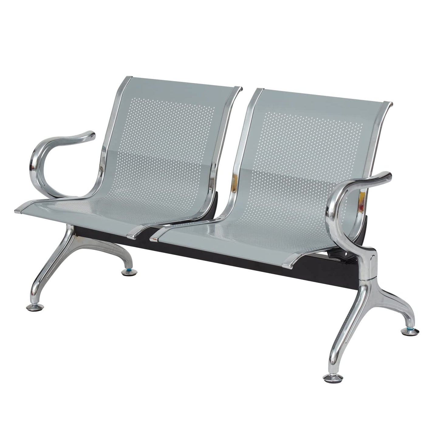 Waiting Room Chair Bench - Airport Reception Bench with Arms Guest Reception Chairs Office Chair Lobby Bench Seating Office Bench Waiting Area Chairs for Airport Market Bank Hospital School, Silver