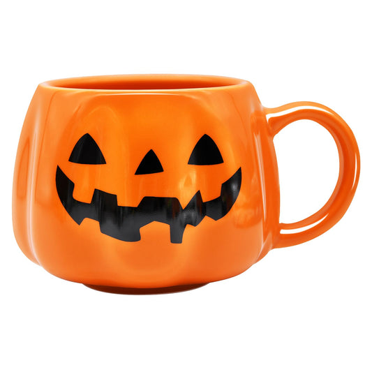 12 oz Halloween Pumpkin Mug Decorations, Happy Halloween Pattern Mug Ceramic Cute Pumpkin Coffee Cup Halloween Birthday Tabletop Drinkware Gifts for Adults Kids Women (Black face)