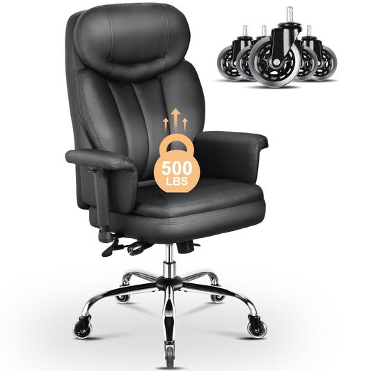 500 lbs Big and Tall Office Chair for Heavy People, Heavy Duty Ergonomic Executive Chair with Adjustable Lumbar Support and Wide Seat