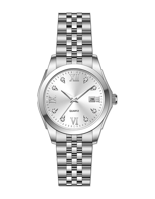 Women's Bracelet Watch Stainless Steel Quartz Watch Luminous Waterproof Watch Business Watches for Women (White)