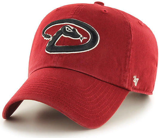 47 Brand MLB Alternate Color Primary Logo Clean Up Adjustable Baseball Cap Hat, Adult One Size Fits All - Arizona Diamondbacks Burgundy