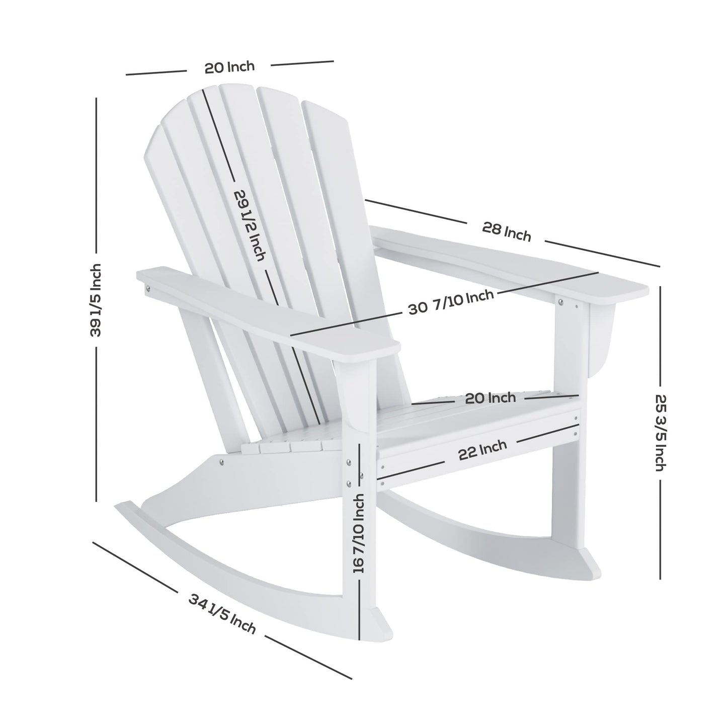 WestinTrends Dylan Dylan Outdoor Patio Poly Plastic Adirondack Rocking Chair, Lime