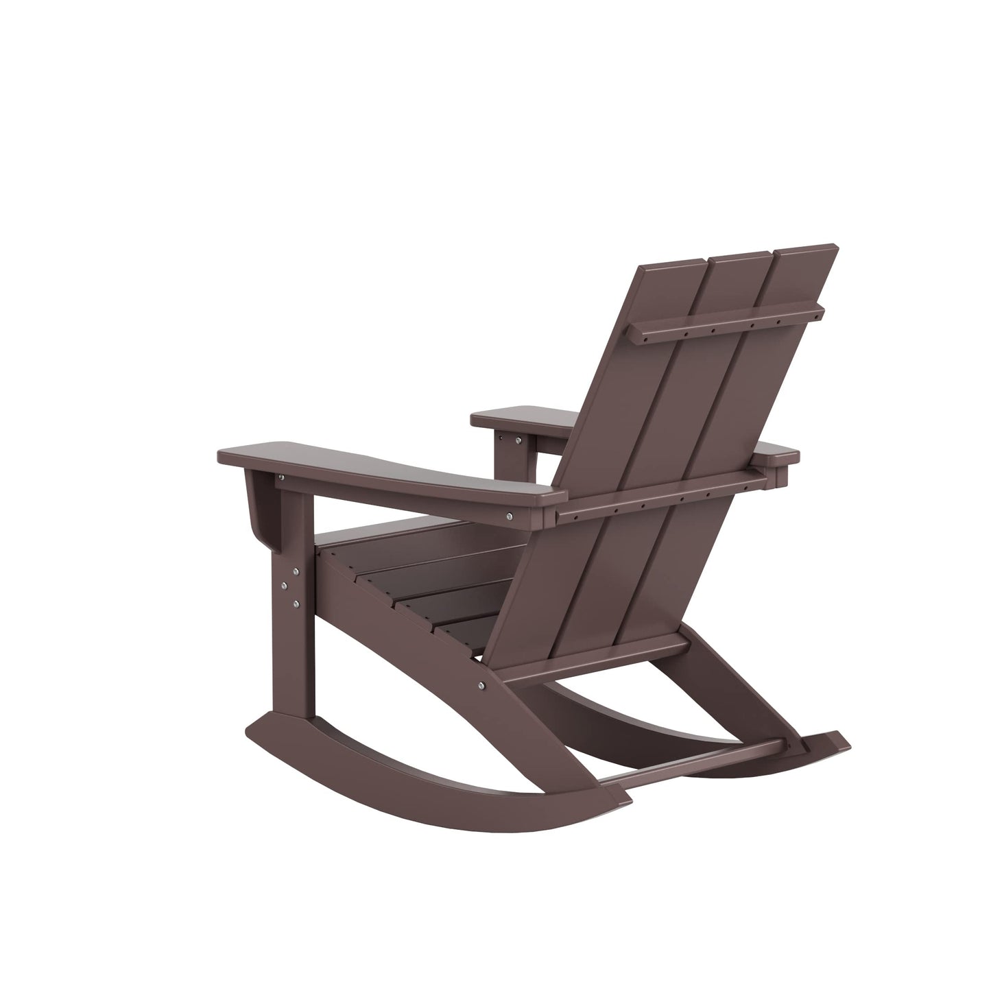 WestinTrends Ashore Patio Rocking Chair, All Weather Poly Lumber Plank Adirondack Rocker Chair, Modern Farmhouse Outdoor Rocking Chairs for Porch Garden Backyard and Indoor, Dark Brown