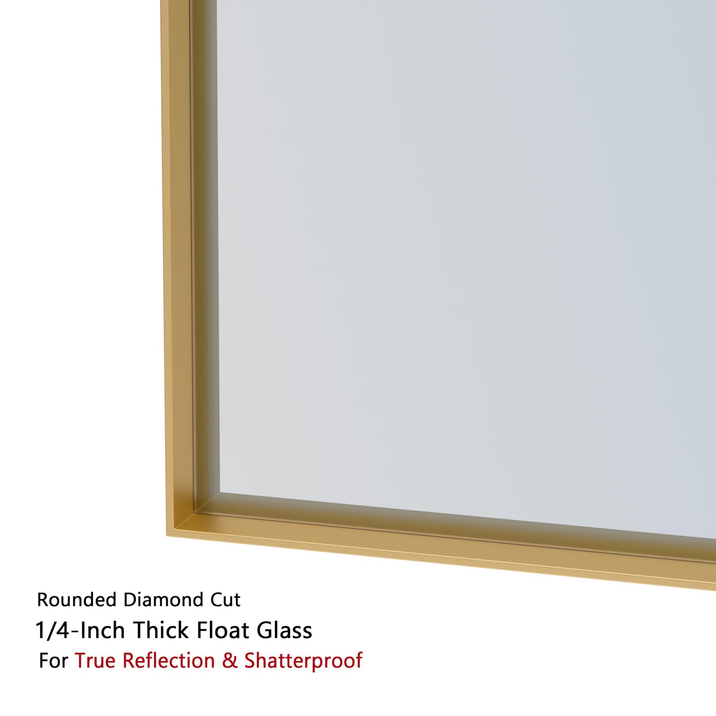 VocalStar 22 x 30 Inch Gold Bathroom Mirror, Square Corner Rectangle Brass Metal Framed Bathroom Vanity Mirrors for Wall, 1/4-inch Shatterproof Glass | Ultra-Flush Hanging