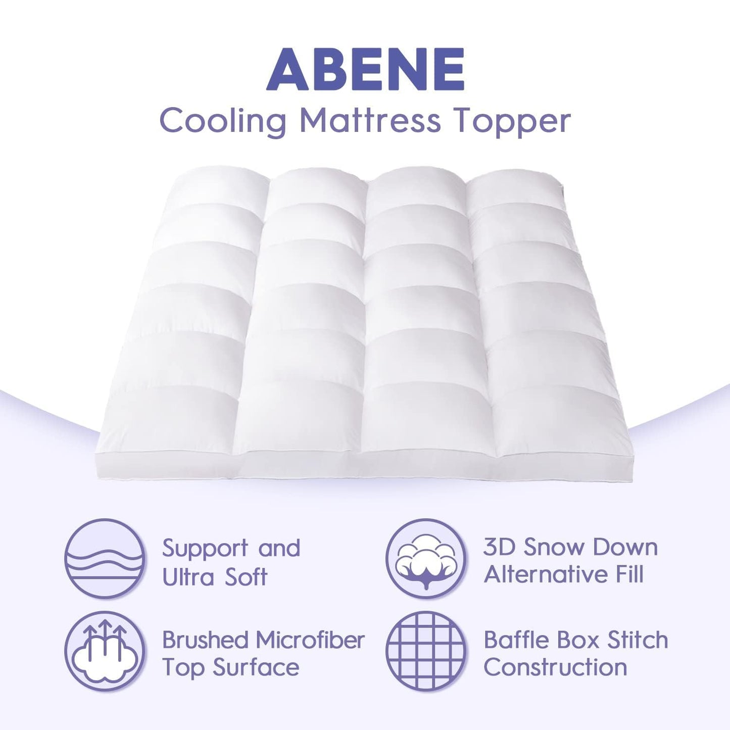 ABENE Queen Size Mattress Topper for Back Pain Relief, Extra Thick Mattress Pad Pillowtop, Soft Plush Mattress Cover Bed Topper with Deep Pocket, Overfilled Down Alternative Filling, White