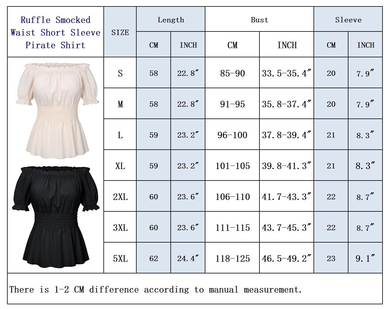 Women Renaissance Shirt Pirate Costume Victorian Peasant Steampunk Shirt Halloween Cosplay Costume(BG M) Beige