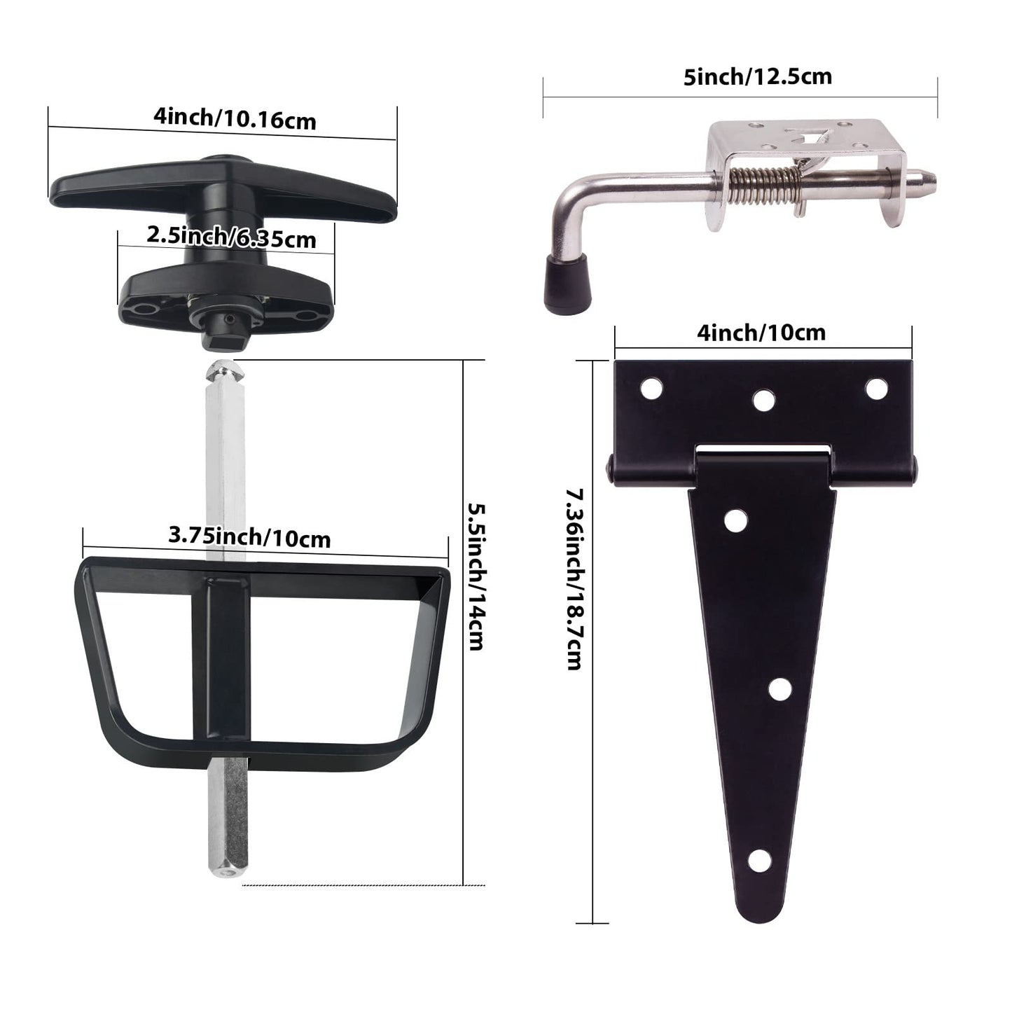 BTEOBFY Shed Door kit - Complete shed Door Hardware,shed Hardware kit with T-Handle Lock, Heavy-Duty Latches, Hinges - Weatherproof for Sheds, Gates, Playrooms