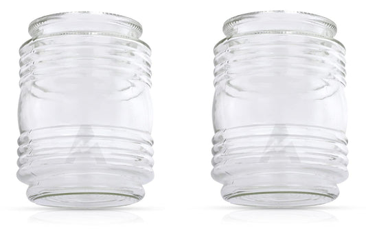 (Pack of 2) Airmont Products AP-10501, 4-1/2" Clear Retro Utility-Type Cylindrical Glass Porch Light Shade, 4-1/2" High x 3-3/4" Wide, 3-1/4" Fitter Style Opening, 2-Pack