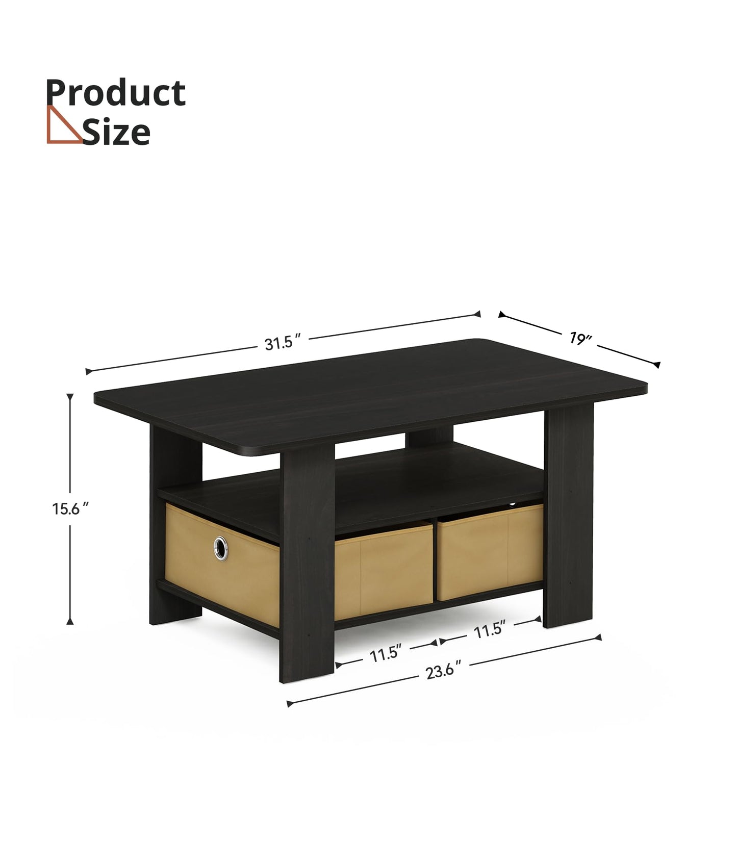 VPSMAT Coffee Table for Living Room, Modern Center Tables with Storage Bin, 2-Tier Coffee Table for Living Room Apartment Home Office Dark/Light Brown.