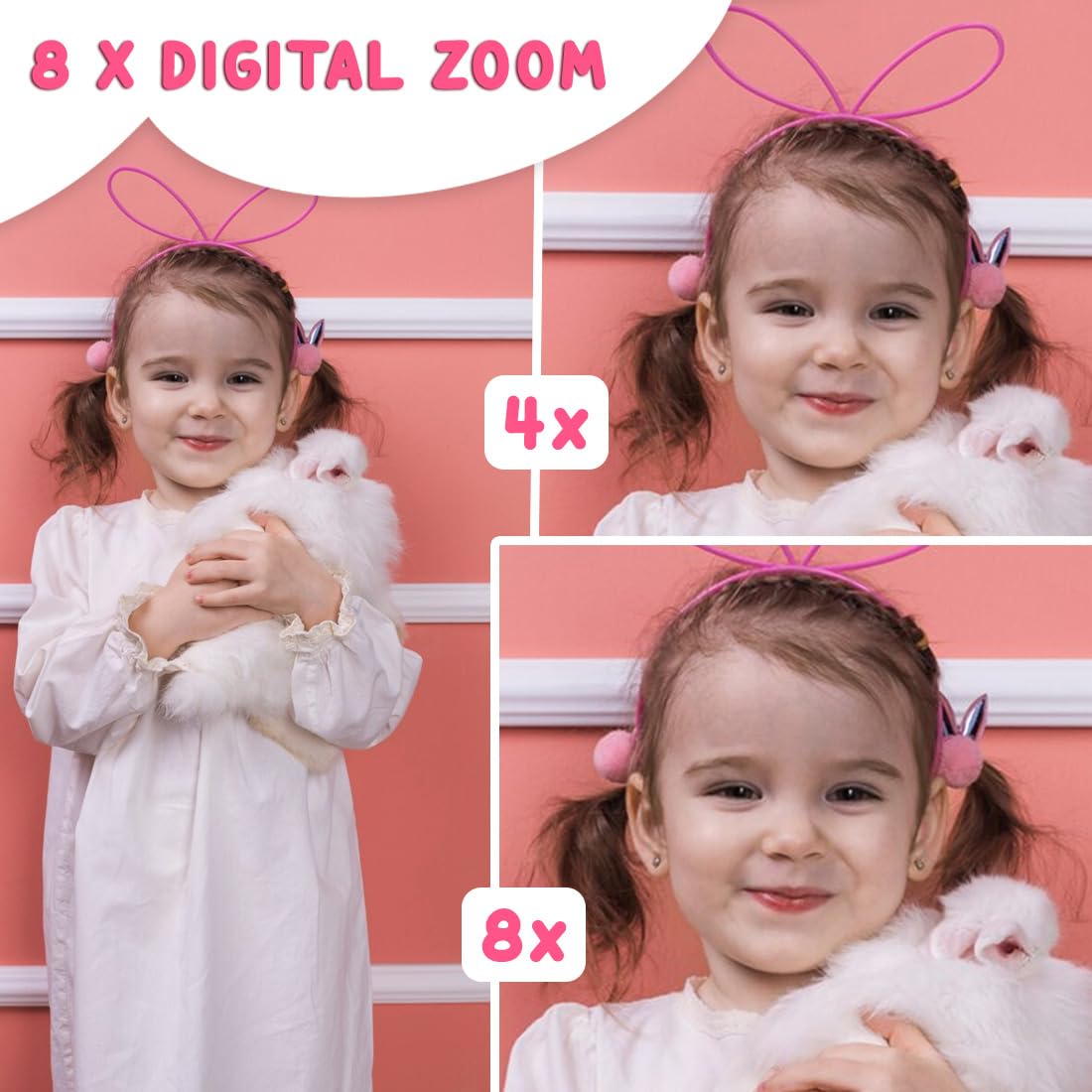 Wembley Kids Camera 3+ Year Old Girl Gift 32GB SD Card 1080P HD Video Adorable Selfie Unicorn Digital Toddler Camera for Kids Toys Boys Birthday Gift for 3-12 Years Old Girls - Pink